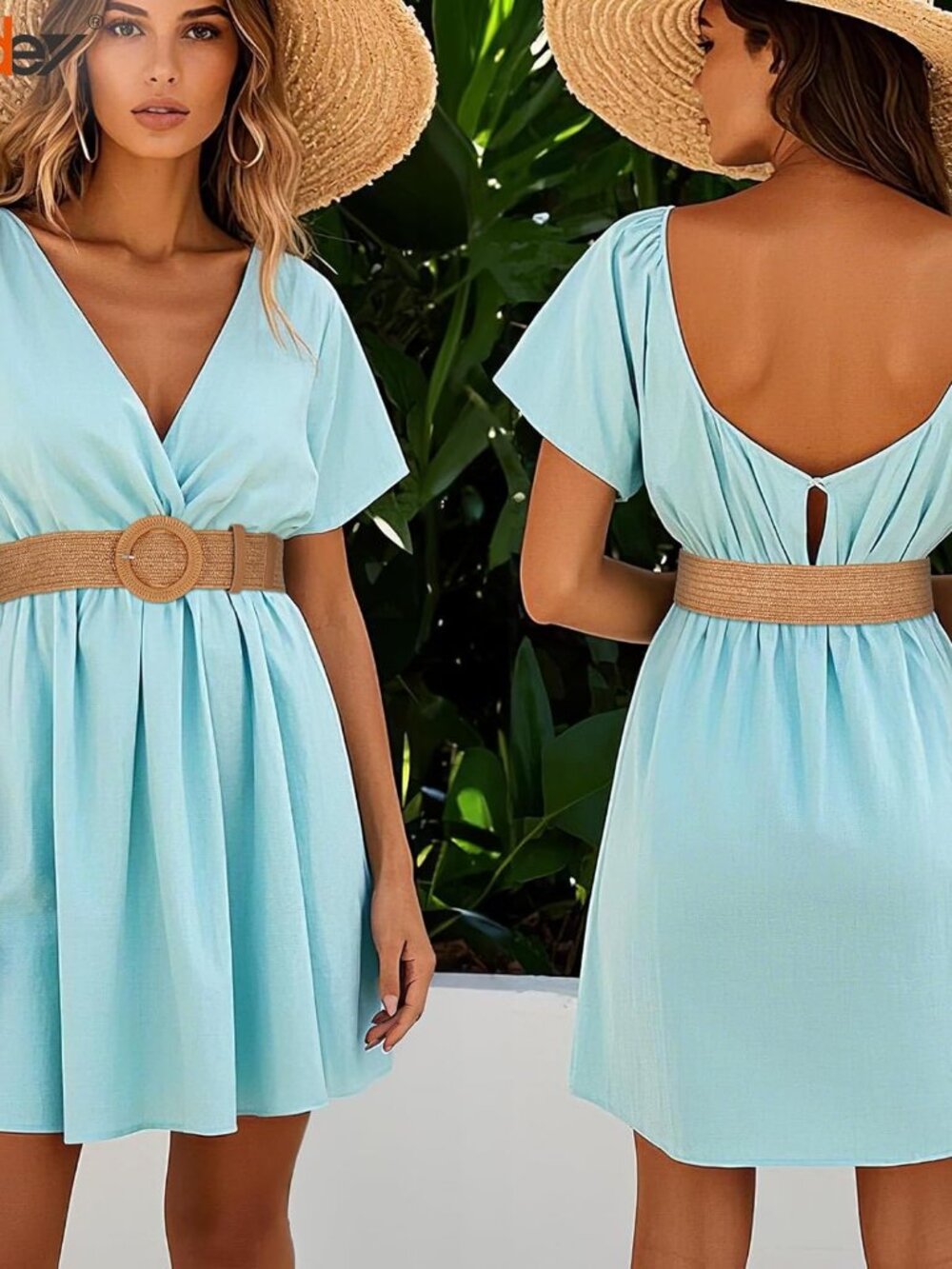 2 Pack Straw Woven Elastic Belt Braided Stretch Wide Boho Rattan Waist Belt for - Picture 4 of 6